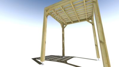 Pergola bois - 2m x 2m - indépendante - sens largeur - platelage bois - livraison comprise