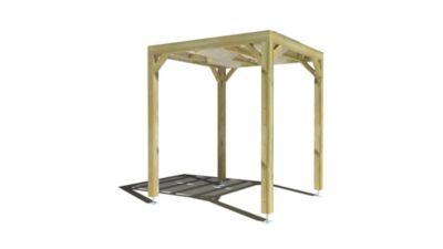 Pergola bois - 2m x 2m - indépendante - sens largeur - voilage semi-transparent inclus - livraison comprise