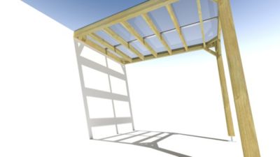 Pergola bois - 2m x 3m - adossée - sens largeur - couverture étanche transparente incluse - livraison comprise