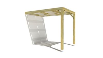 Pergola bois - 2m x 3m - adossée - sens largeur - voilage semi-transparent inclus - livraison comprise