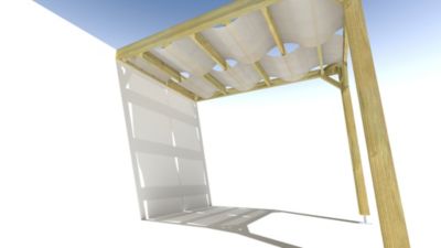 Pergola bois - 2m x 3m - adossée - sens largeur - voilage semi-transparent inclus - livraison comprise