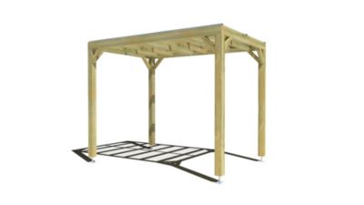 Pergola bois - 2m x 3m - indépendante - sens largeur - couverture étanche transparente incluse - livraison comprise