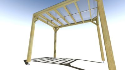 Pergola bois - 2m x 3m - indépendante - sens largeur - couverture étanche transparente incluse - livraison comprise