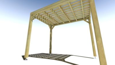 Pergola bois - 2m x 3m - indépendante - sens largeur - platelage bois - livraison comprise