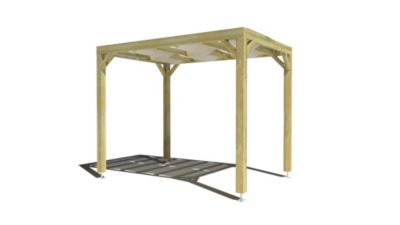 Pergola bois - 2m x 3m - indépendante - sens largeur - voilage semi-transparent inclus - livraison comprise