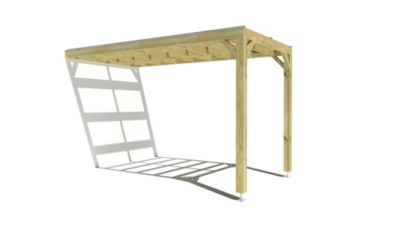 Pergola bois - 2m x 4m - adossée - sens largeur - couverture étanche transparente incluse - livraison comprise