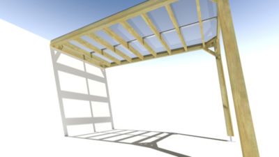 Pergola bois - 2m x 4m - adossée - sens largeur - couverture étanche transparente incluse - livraison comprise