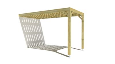 Pergola bois - 2m x 4m - adossée - sens largeur - platelage bois - livraison comprise