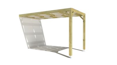 Pergola bois - 2m x 4m - adossée - sens largeur - voilage semi-transparent inclus - livraison comprise