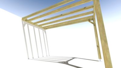 Pergola bois - 2m x 4m - adossée - sens profondeur - livraison comprise