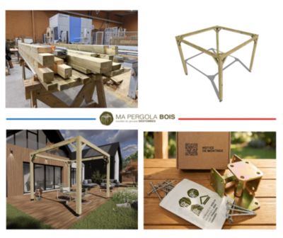 Pergola bois - 2m x 4m - indépendante - cadre simple - livraison comprise