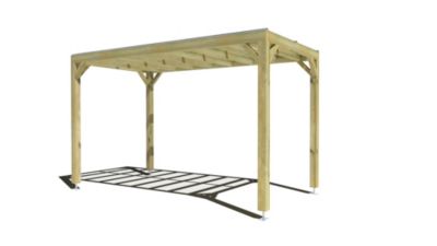 Pergola bois - 2m x 4m - indépendante - sens largeur - couverture étanche transparente incluse - livraison comprise