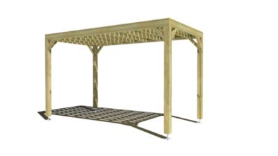 Pergola bois - 2m x 4m - indépendante - sens largeur - platelage bois - livraison comprise