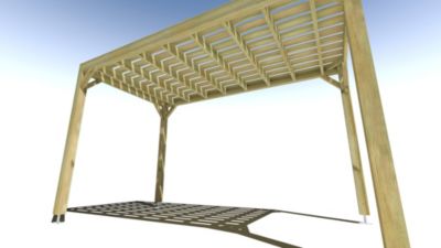 Pergola bois - 2m x 4m - indépendante - sens largeur - platelage bois - livraison comprise