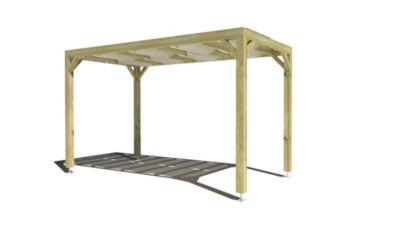 Pergola bois - 2m x 4m - indépendante - sens largeur - voilage semi-transparent inclus - livraison comprise