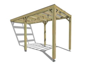 Pergola bois - 2m x 5m - adossée - sens largeur - couverture étanche transparente incluse - livraison comprise
