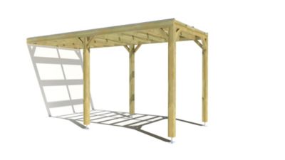 Pergola bois - 2m x 5m - adossée - sens largeur - couverture étanche transparente incluse - livraison comprise