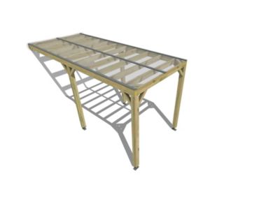 Pergola bois - 2m x 5m - adossée - sens largeur - couverture étanche transparente incluse - livraison comprise