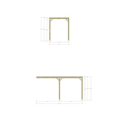 Pergola bois - 2m x 5m - adossée - sens largeur - couverture étanche transparente incluse - livraison comprise