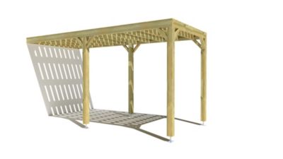 Pergola bois - 2m x 5m - adossée - sens largeur - platelage bois - livraison comprise