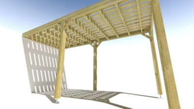 Pergola bois - 2m x 5m - adossée - sens largeur - platelage bois - livraison comprise