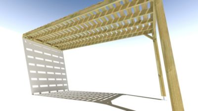 Pergola bois - 2m x 5m - adossée - sens profondeur - platelage bois - livraison comprise