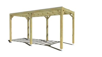 Pergola bois - 2m x 5m - indépendante - sens largeur - couverture étanche transparente incluse - livraison comprise