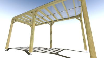 Pergola bois - 2m x 5m - indépendante - sens largeur - couverture étanche transparente incluse - livraison comprise