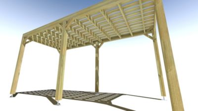 Pergola bois - 2m x 5m - indépendante - sens largeur - platelage bois - livraison comprise