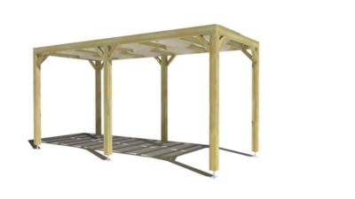 Pergola bois - 2m x 5m - indépendante - sens largeur - voilage semi-transparent inclus - livraison comprise