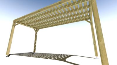 Pergola bois - 2m x 5m - indépendante - sens profondeur - platelage bois - livraison comprise