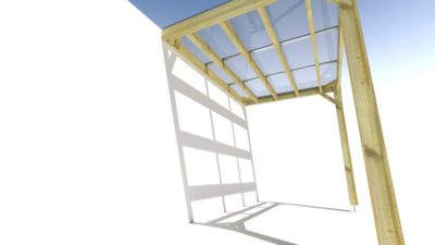 Pergola bois - 3m x 2m - adossée - sens largeur - couverture étanche transparente incluse - livraison comprise