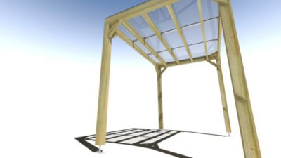 Pergola bois - 3m x 2m - indépendante - sens largeur - couverture étanche transparente incluse - livraison comprise