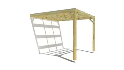 Pergola bois - 3m x 3m - adossée - sens largeur - couverture étanche transparente incluse - livraison comprise