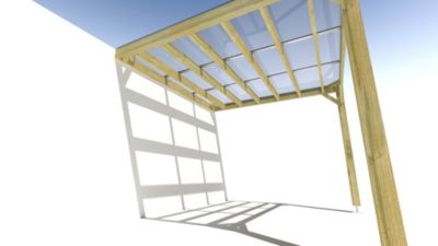 Pergola bois - 3m x 3m - adossée - sens largeur - couverture étanche transparente incluse - livraison comprise