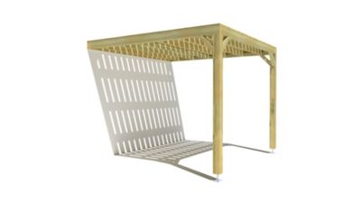 Pergola bois - 3m x 3m - adossée - sens largeur - platelage bois - livraison comprise