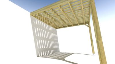 Pergola bois - 3m x 3m - adossée - sens largeur - platelage bois - livraison comprise