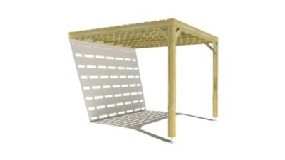 Pergola bois - 3m x 3m - adossée - sens profondeur - platelage bois - livraison comprise