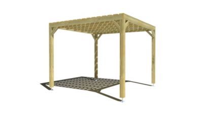 Pergola bois - 3m x 3m - indépendante - sens profondeur - platelage bois - livraison comprise