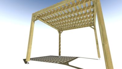 Pergola bois - 3m x 3m - indépendante - sens profondeur - platelage bois - livraison comprise