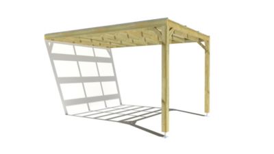 Pergola bois - 3m x 4m - adossée - sens largeur - couverture étanche transparente incluse - livraison comprise