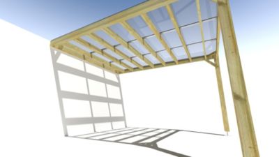 Pergola bois - 3m x 4m - adossée - sens largeur - couverture étanche transparente incluse - livraison comprise