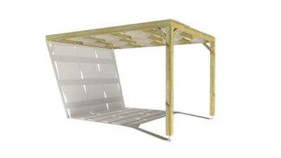 Pergola bois - 3m x 4m - adossée - sens largeur - voilage semi-transparent inclus - livraison comprise