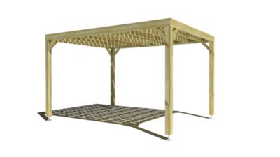 Pergola bois - 3m x 4m - indépendante - sens largeur - platelage bois - livraison comprise