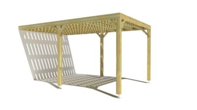 Pergola bois - 3m x 5m - adossée - sens largeur - platelage bois - livraison comprise