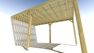 Pergola bois - 3m x 5m - adossée - sens largeur - platelage bois - livraison comprise