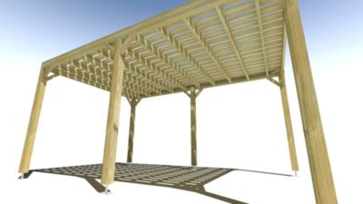 Pergola bois - 3m x 5m - indépendante - sens largeur - platelage bois - livraison comprise