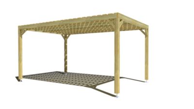 Pergola bois - 3m x 5m - indépendante - sens profondeur - platelage bois - livraison comprise