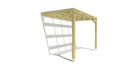 Pergola bois - 4m x 2m - adossée - sens largeur - couverture étanche transparente incluse - livraison comprise