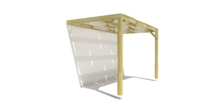 Pergola bois - 4m x 2m - adossée - sens largeur - voilage semi-transparent inclus - livraison comprise